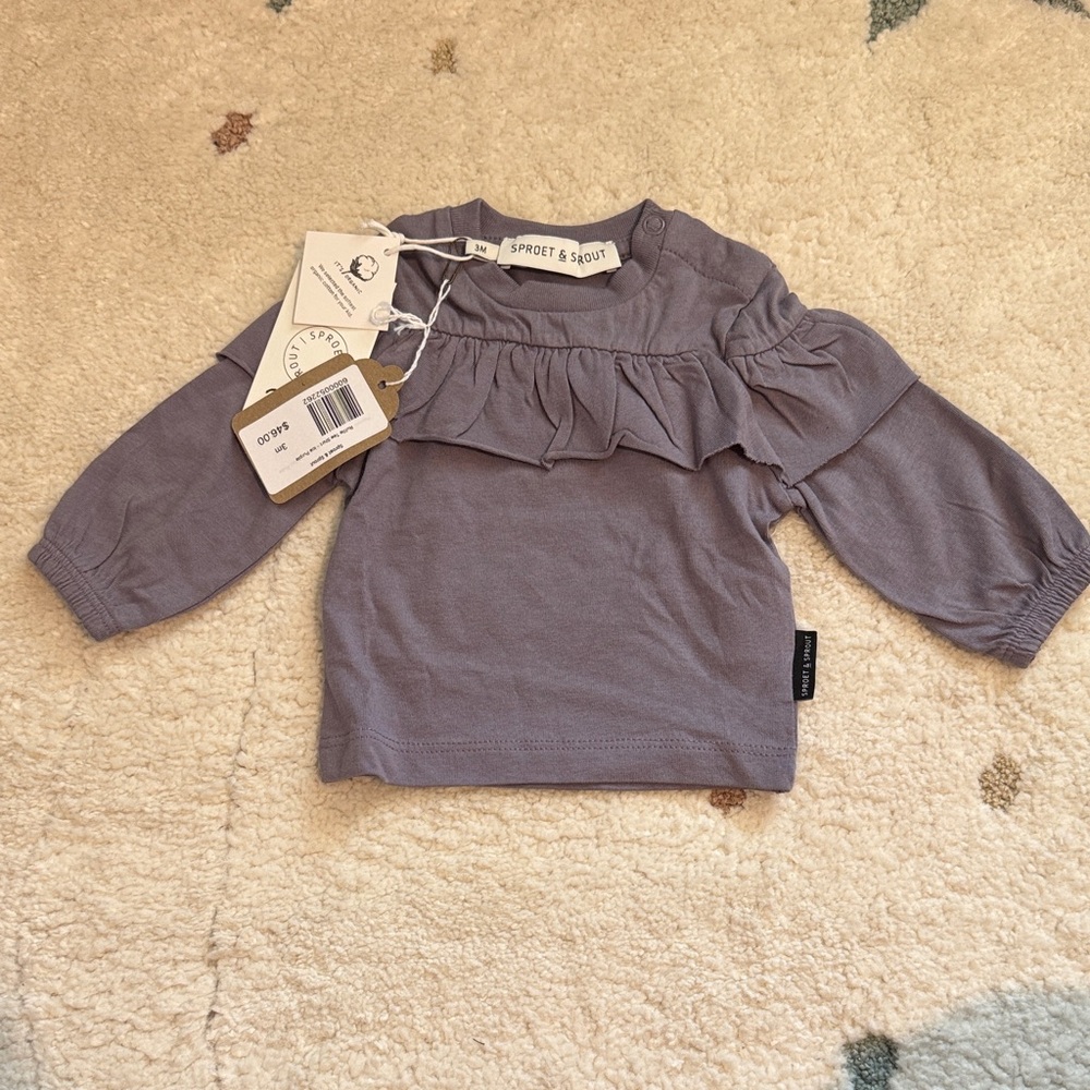 Sproet and Sprout Lavender Ruffle Long-Sleeve Tee